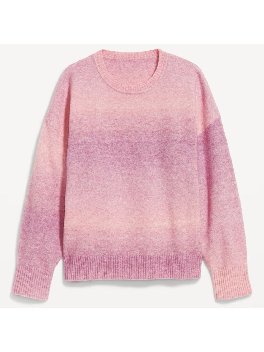 NEW Old Navy Wool Blend Cozy Crew-Neck Pink Ombré Sweater Women's XL $45